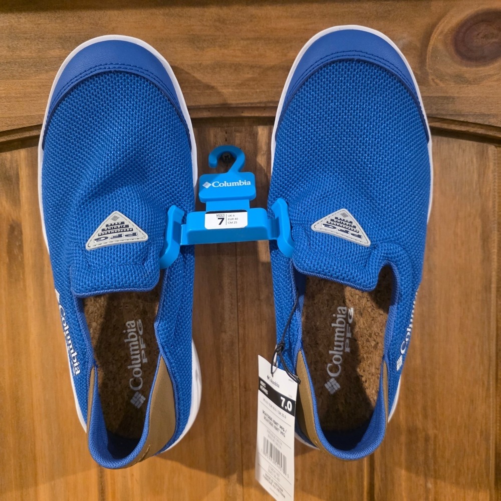 Columbia PFG Boatside Vent Shoe Mens US 7 Vivid Blue Delta Low Top Round Toe